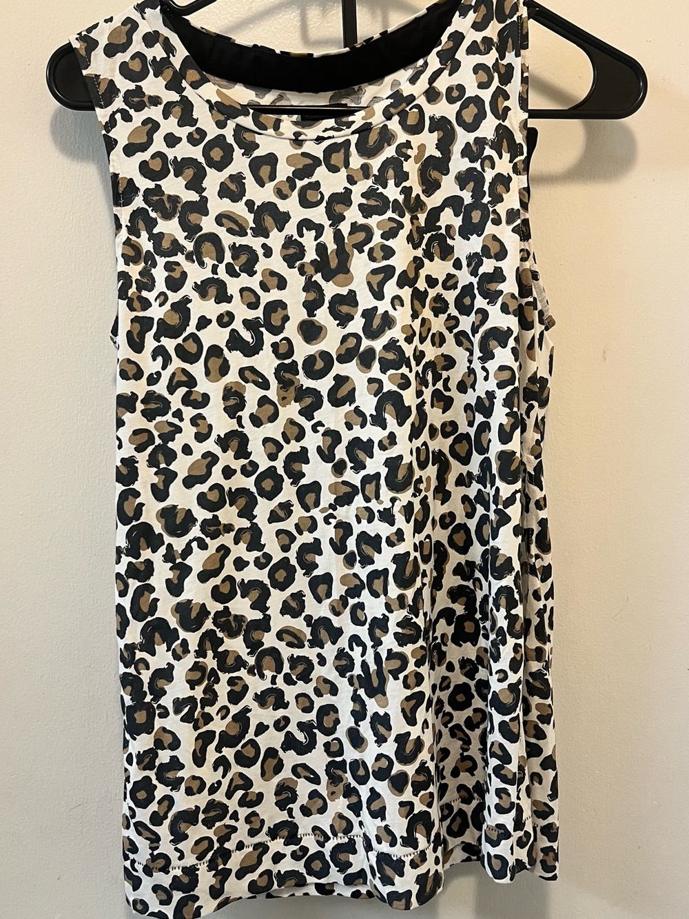 True Religion Sleeveless Leopard Print Top - Black, Tan & White